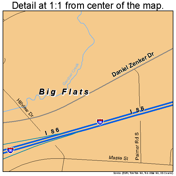 Big Flats, New York road map detail