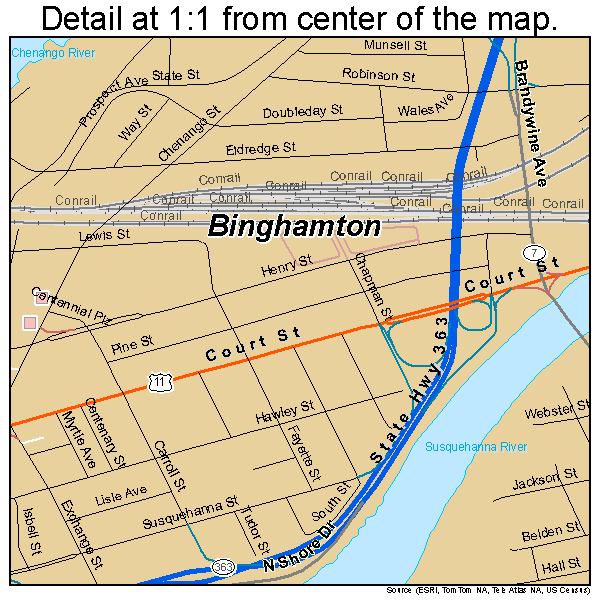 Binghamton, New York road map detail