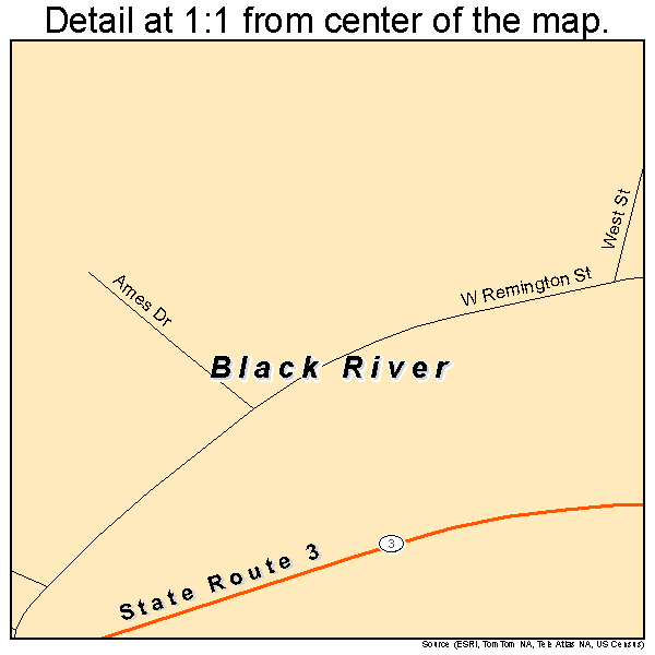 Black River, New York road map detail
