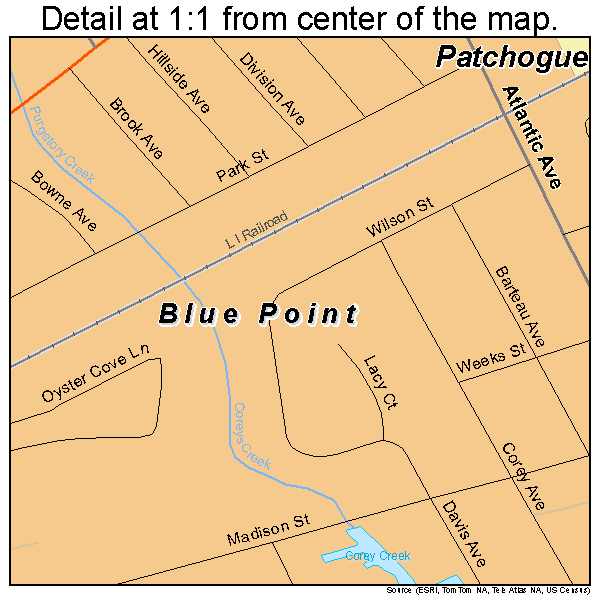 Blue Point, New York road map detail