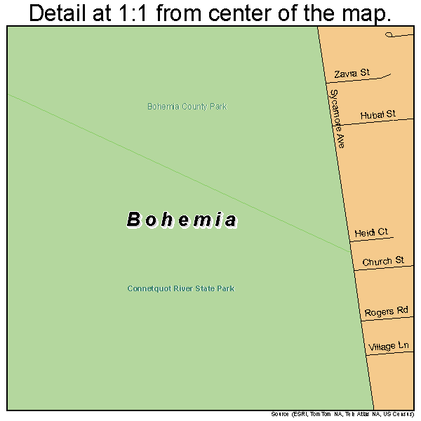 Bohemia, New York road map detail