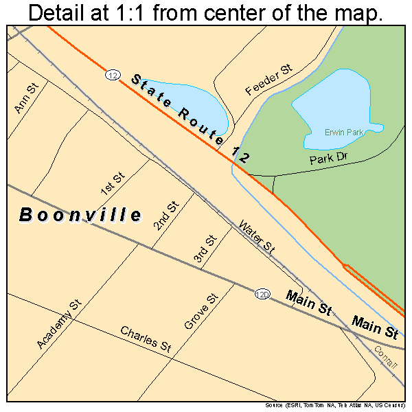Boonville, New York road map detail