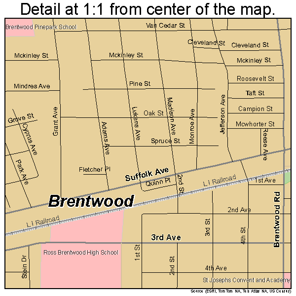 Brentwood, New York road map detail