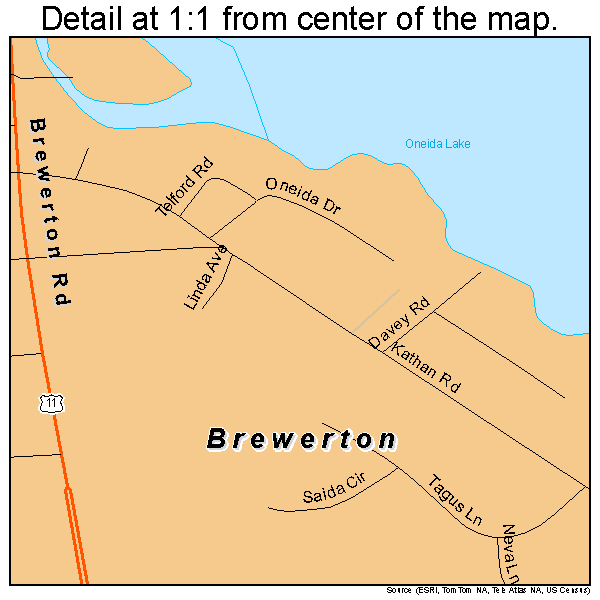 Brewerton, New York road map detail