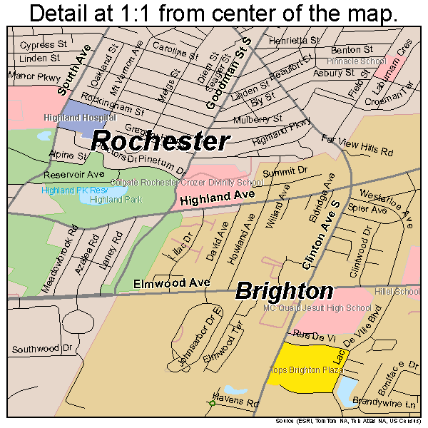 Brighton, New York road map detail