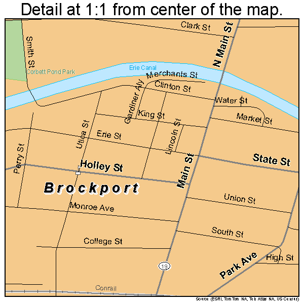 Brockport, New York road map detail