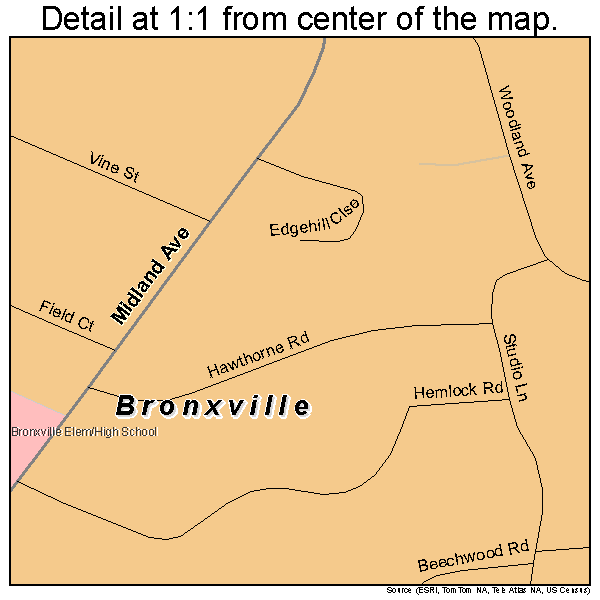 Bronxville, New York road map detail