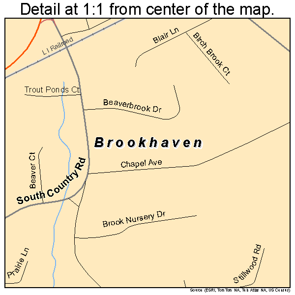 Brookhaven, New York road map detail