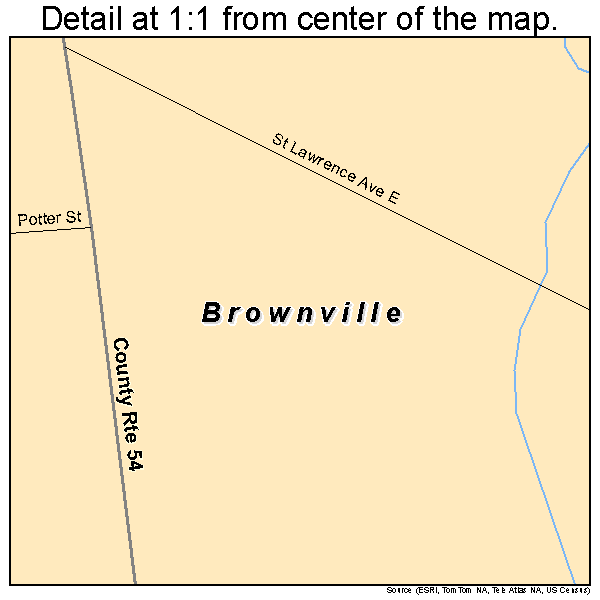 Brownville, New York road map detail