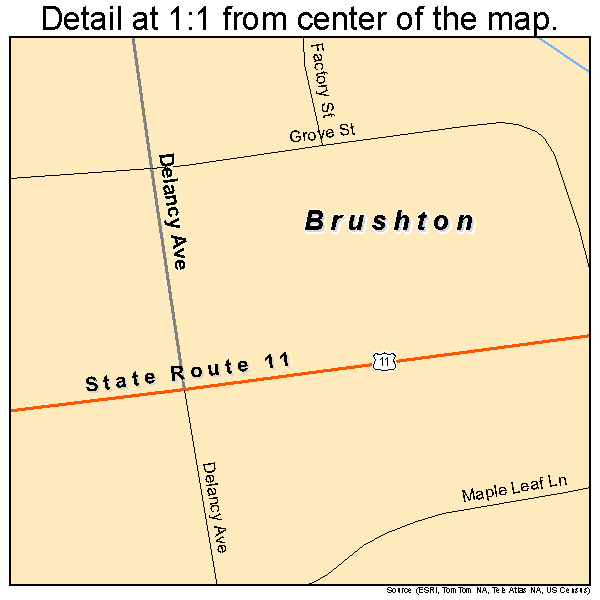 Brushton, New York road map detail