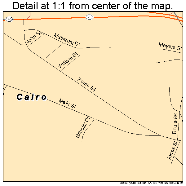 Cairo, New York road map detail