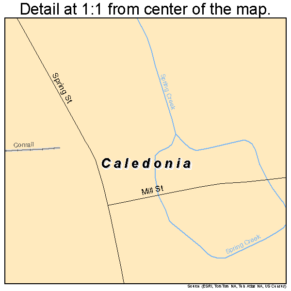 Caledonia, New York road map detail