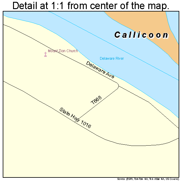 Callicoon, New York road map detail