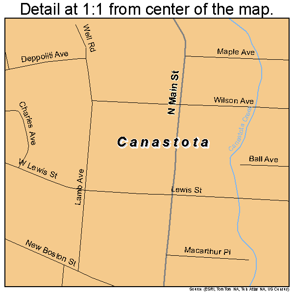 Canastota, New York road map detail