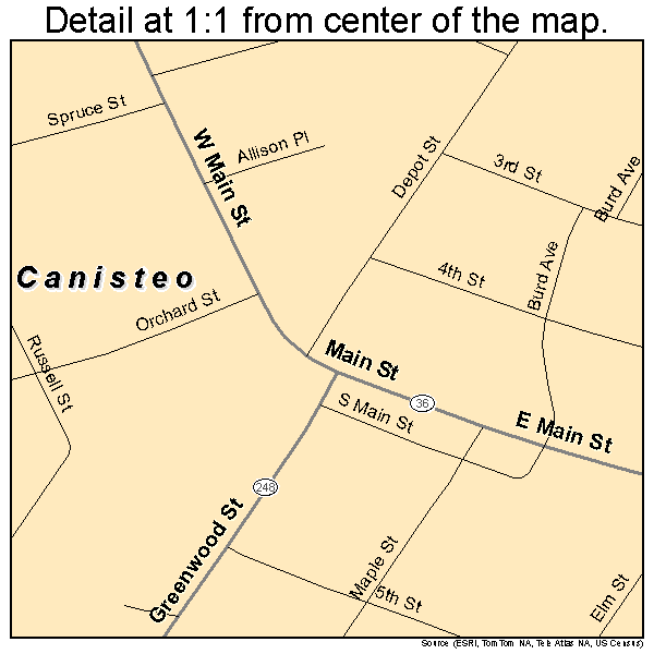 Canisteo, New York road map detail