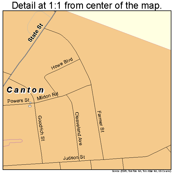 Canton, New York road map detail