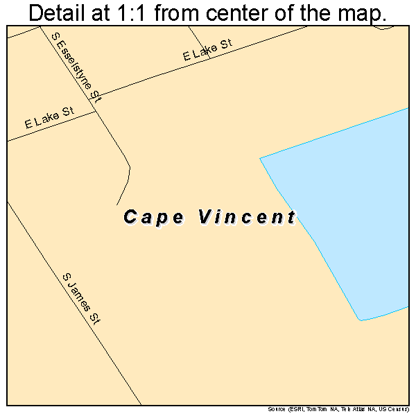 Cape Vincent, New York road map detail