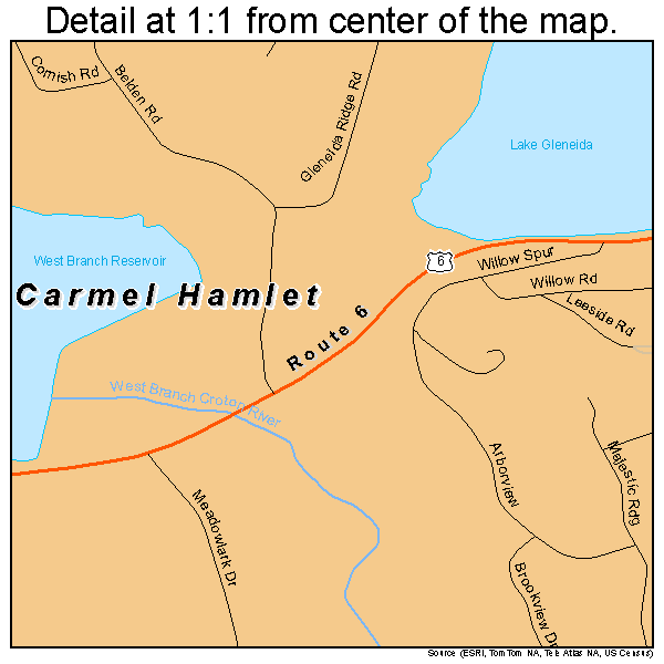 Carmel Hamlet, New York road map detail