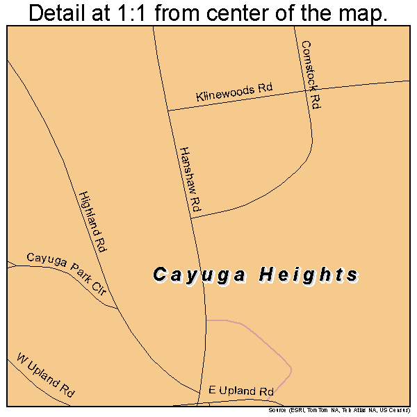 Cayuga Heights, New York road map detail