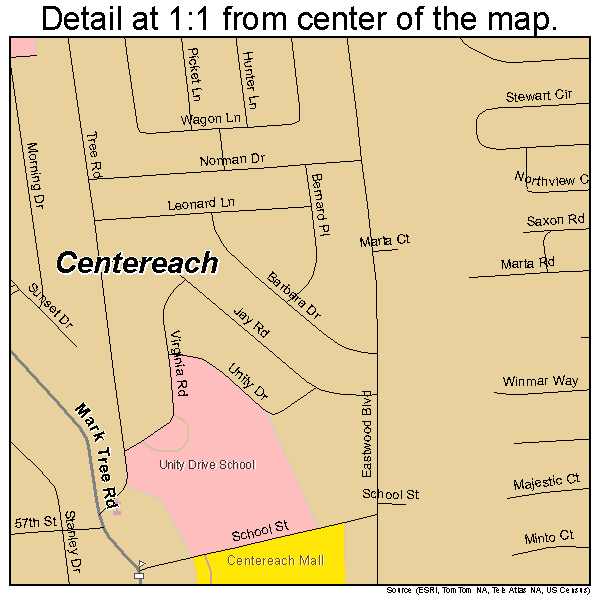 Centereach, New York road map detail