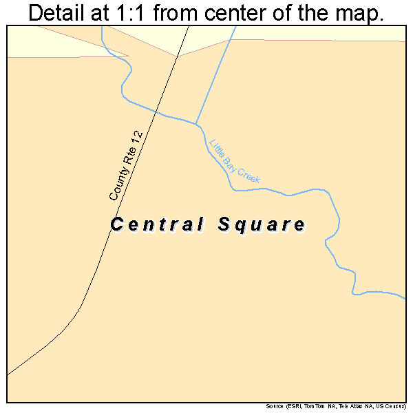 Central Square, New York road map detail