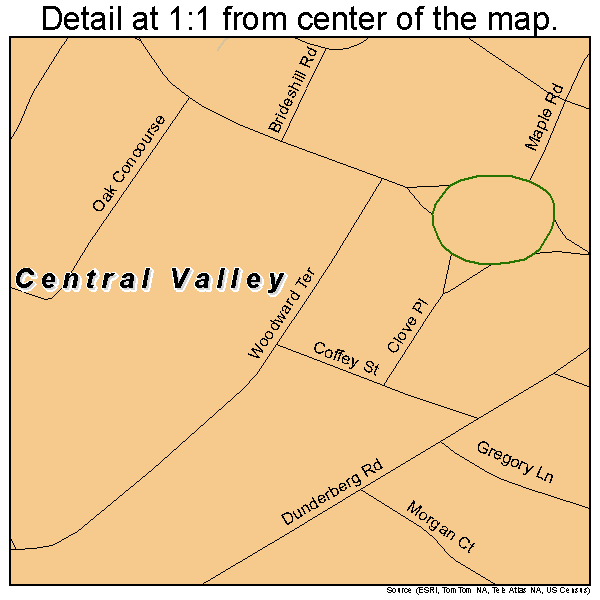 Central Valley, New York road map detail