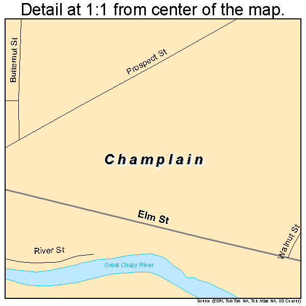Champlain, New York road map detail