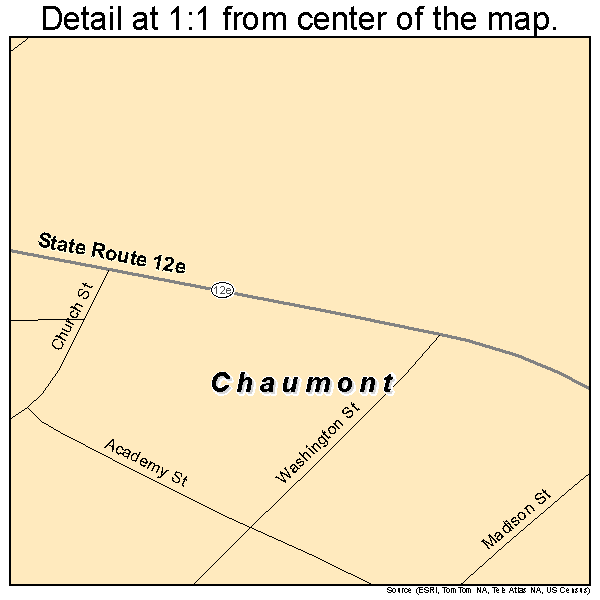 Chaumont, New York road map detail