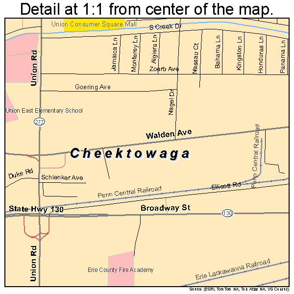Cheektowaga, New York road map detail