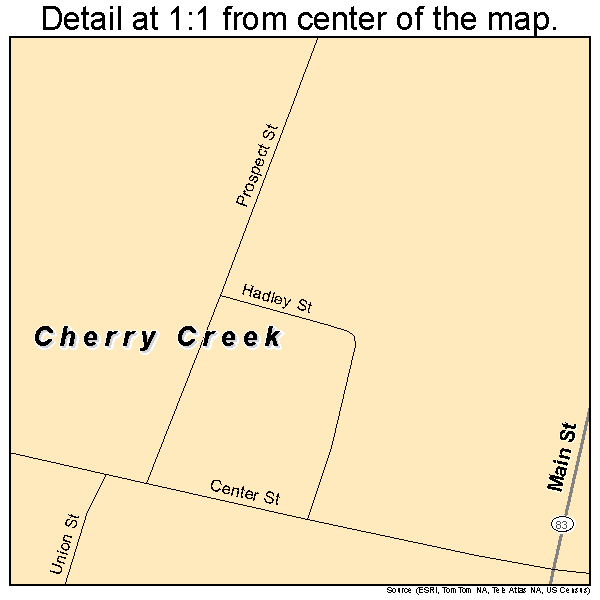 Cherry Creek, New York road map detail