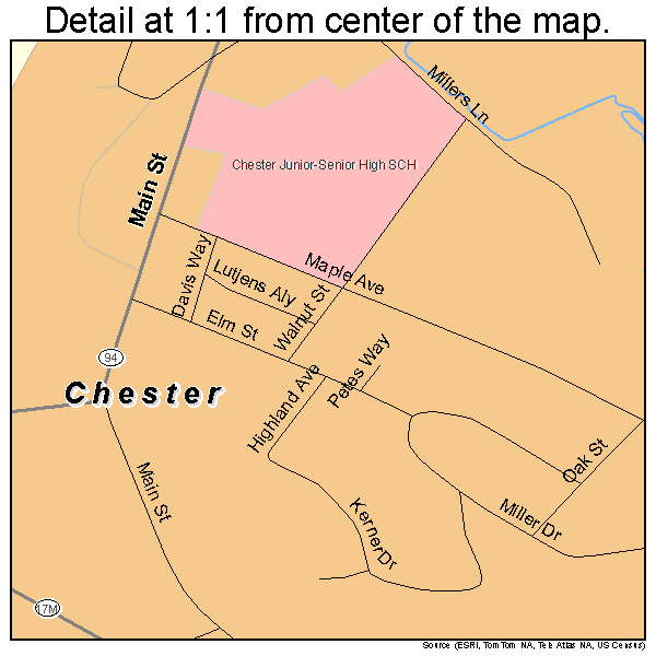 Chester, New York road map detail