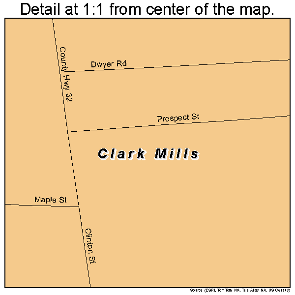 Clark Mills, New York road map detail