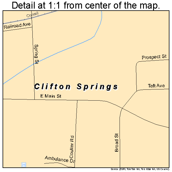 Clifton Springs, New York road map detail