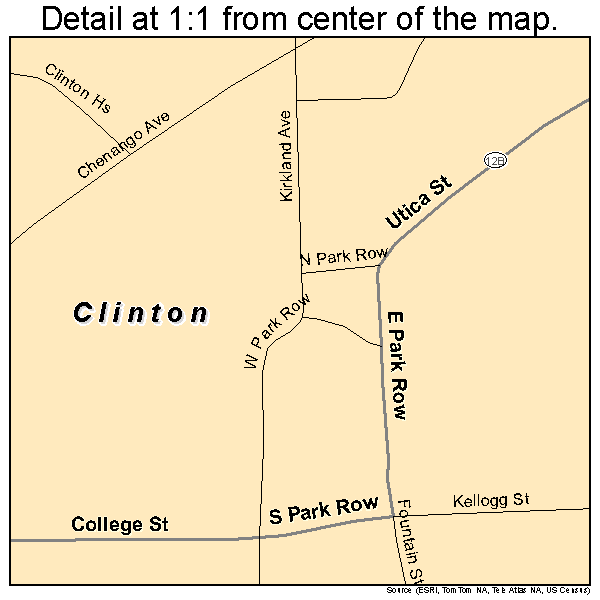 Clinton, New York road map detail