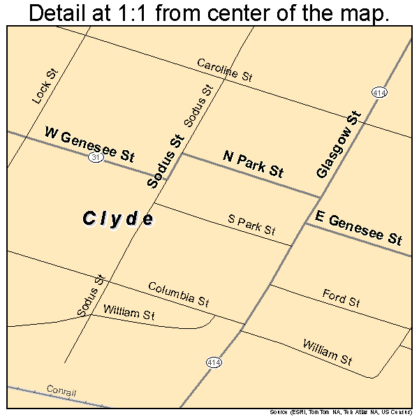 Clyde, New York road map detail