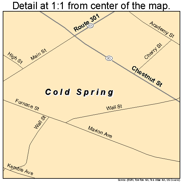 Cold Spring, New York road map detail