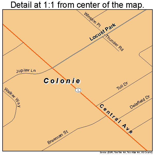 Colonie, New York road map detail
