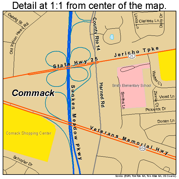 Commack, New York road map detail