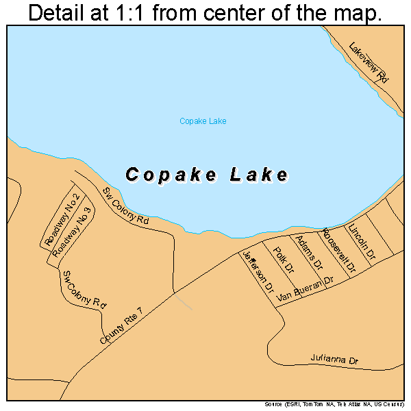 Copake Lake, New York road map detail