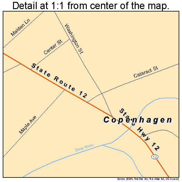 Copenhagen, New York road map detail