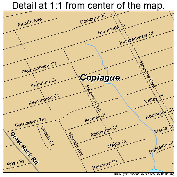 Copiague, New York road map detail