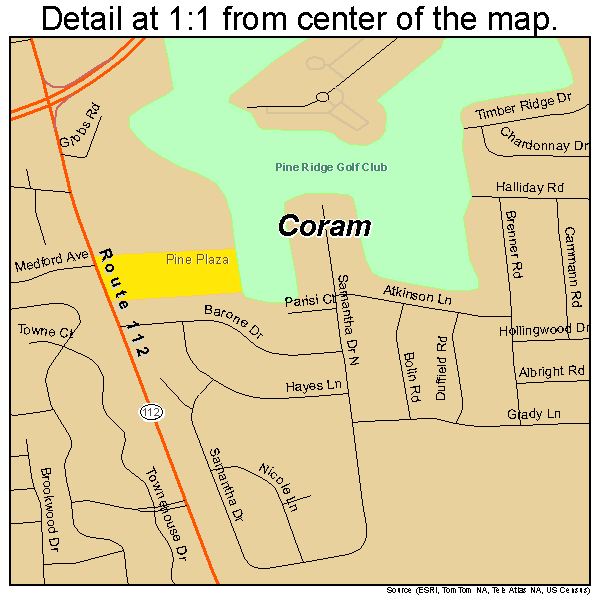 Coram, New York road map detail