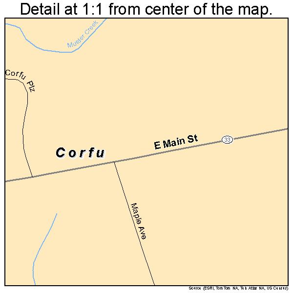 Corfu, New York road map detail