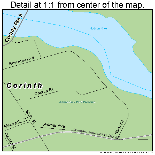 Corinth, New York road map detail