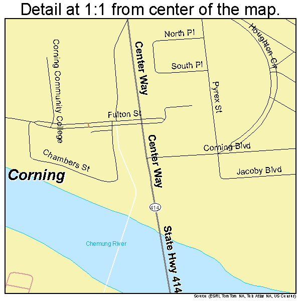 Corning, New York road map detail