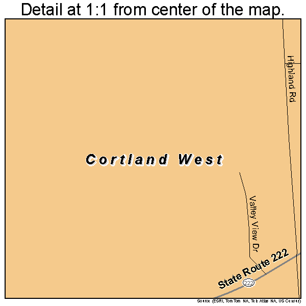Cortland West, New York road map detail
