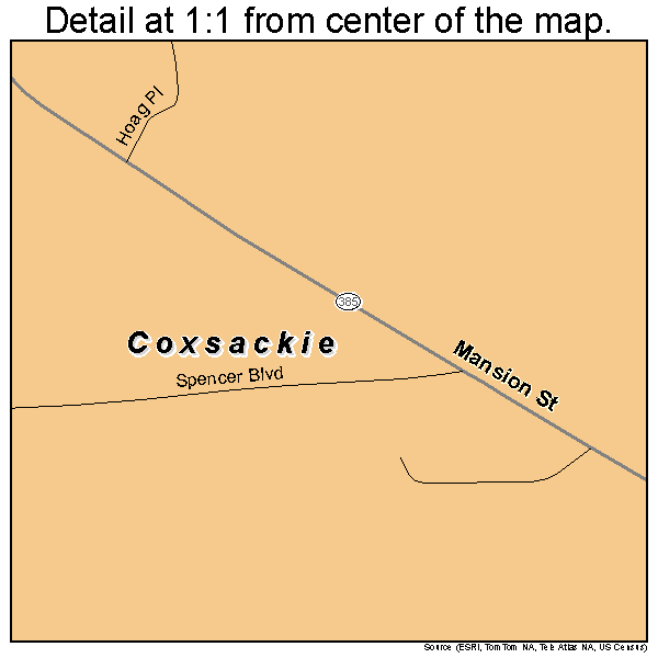 Coxsackie, New York road map detail