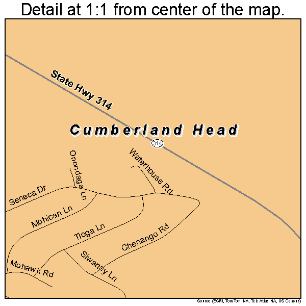 Cumberland Head, New York road map detail