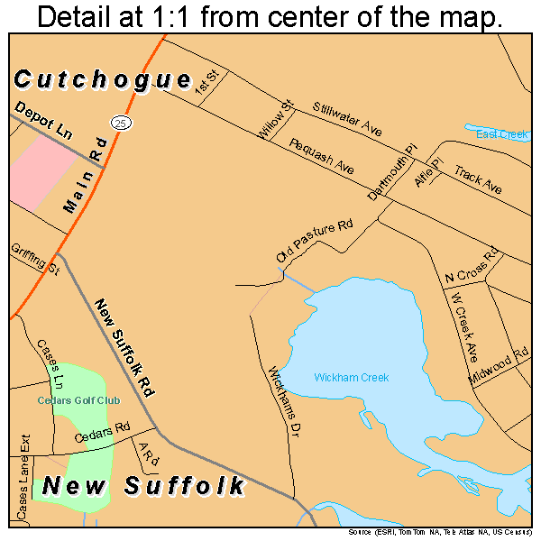 Cutchogue, New York road map detail