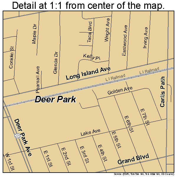 Deer Park, New York road map detail